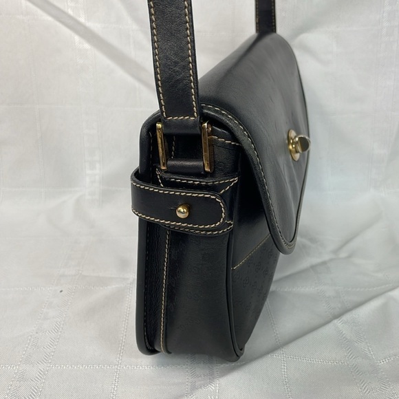 Vintage Gucci Black Monogram GG Leather Flap Turnlock Crossbody Bag - Picture 8 of 17